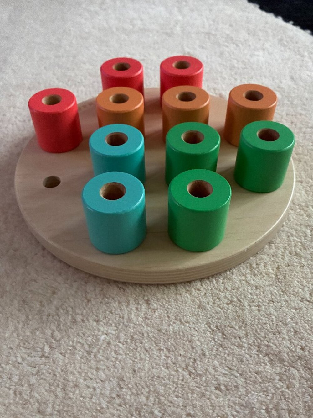 LOVEVERY WOODEN STACKING PEG BOARD-ADVENTURER KIT-MONTHS 16-18-MISSING ONE PEG